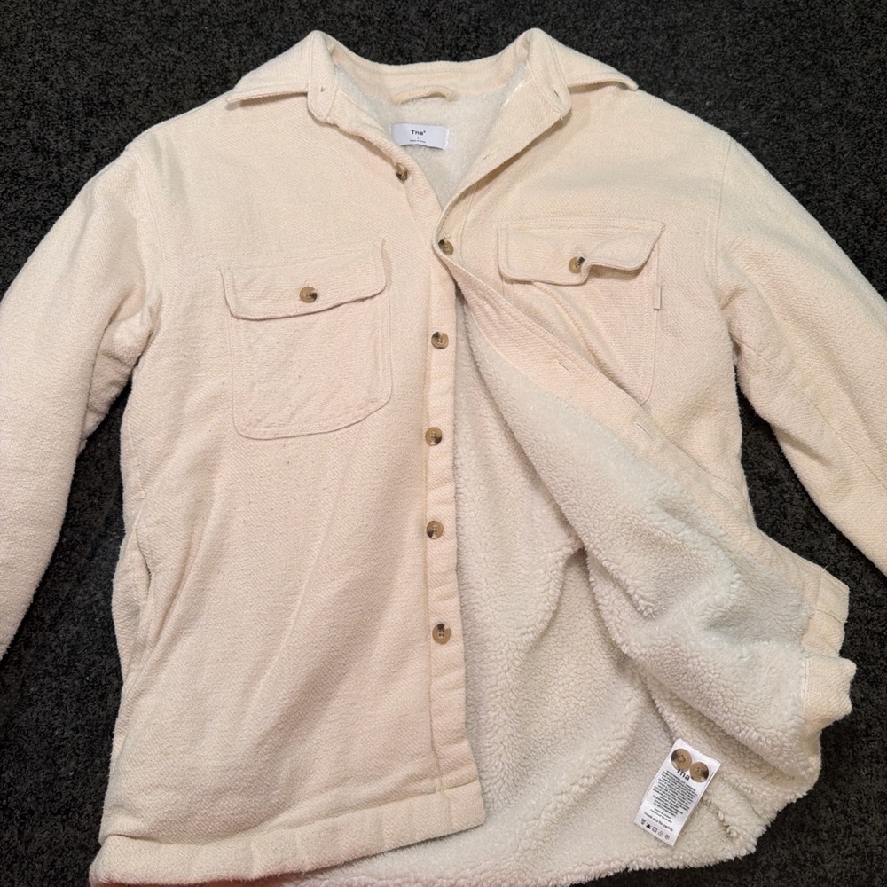 Cozy Aritzia Cream Fleece Lined Jacket - Size 1 but fits like a S/M